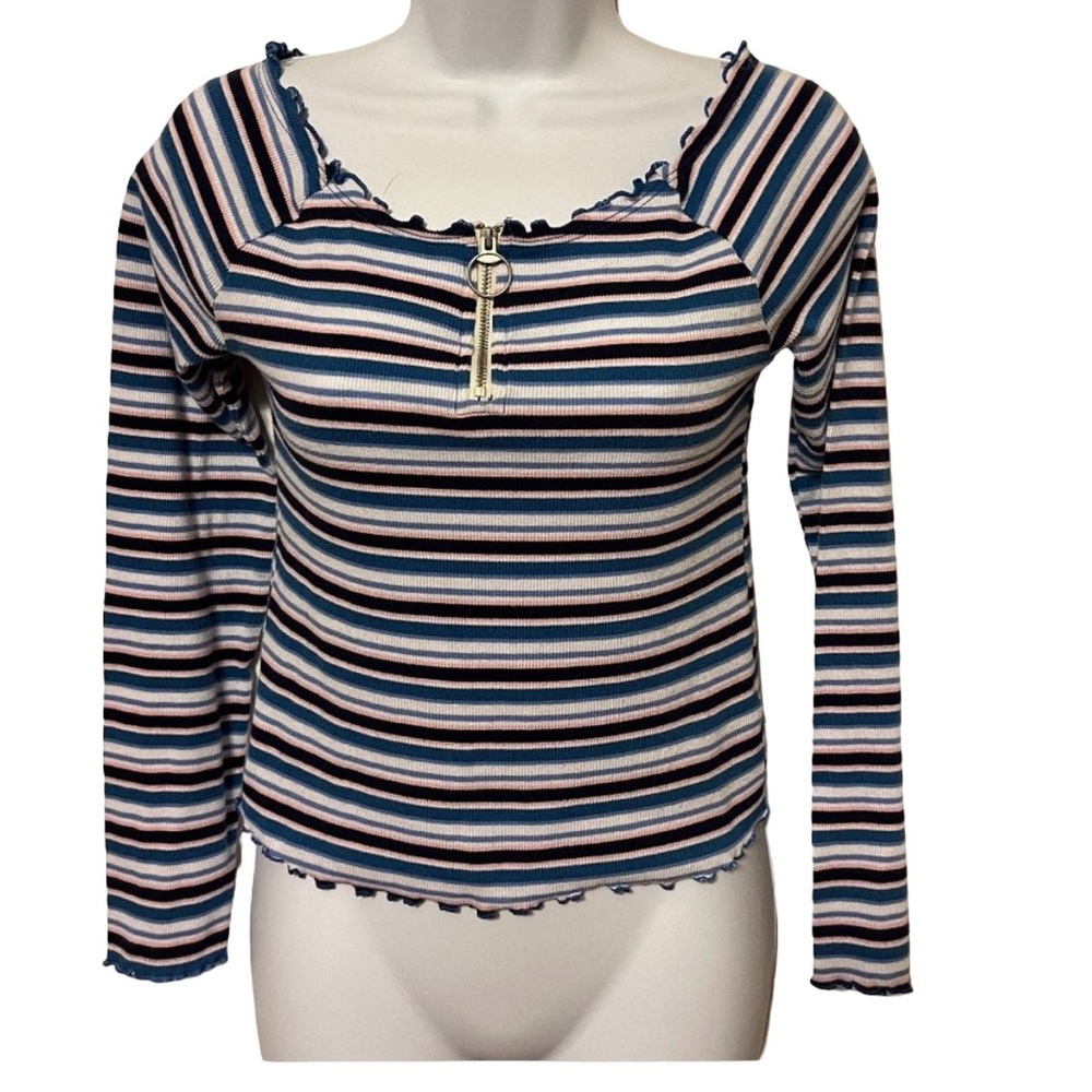 Justice long sleeve blue striped shirt size 14/16